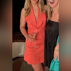 Alexis salmon color linen mini dress